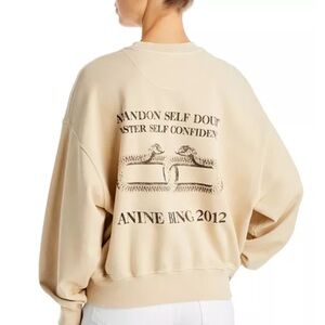 Anine Bing Leo serpent Cream Graphic  crew neck Sweatshirt